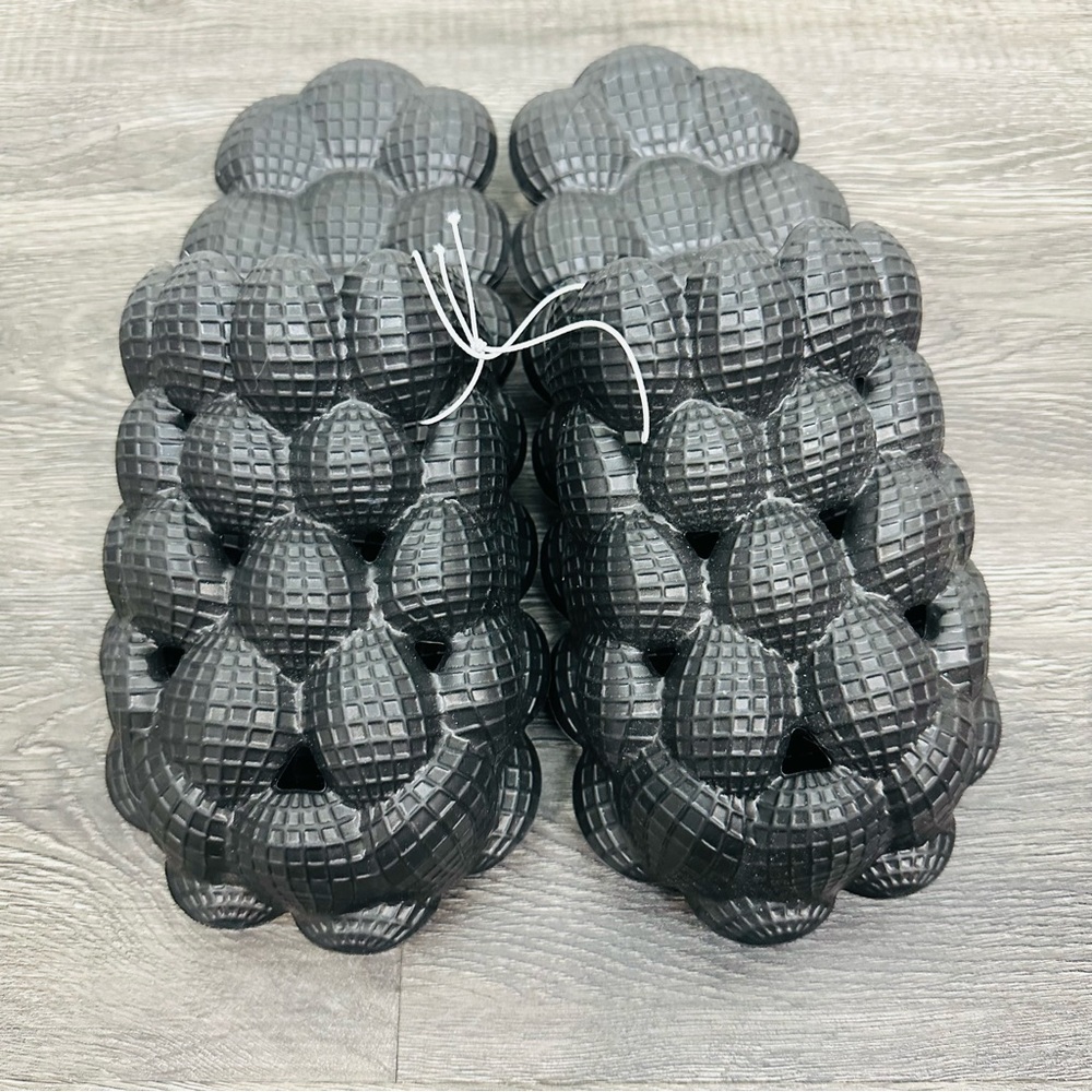 Black Textured Bubble Slide Sandals Size 42-43 and rhinestone Charms